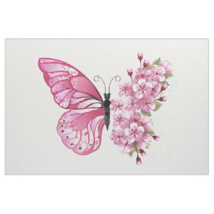 Blume Schmetterling mit rosa Sakura Stoff