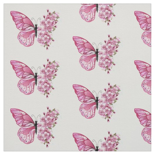 Blume Schmetterling mit rosa Sakura Stoff (Muster)