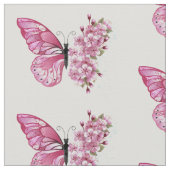 Blume Schmetterling mit rosa Sakura Stoff (Nahaufnahme)