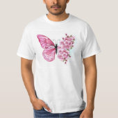 Blume Schmetterling mit rosa Sakura T-Shirt (Vorderseite)
