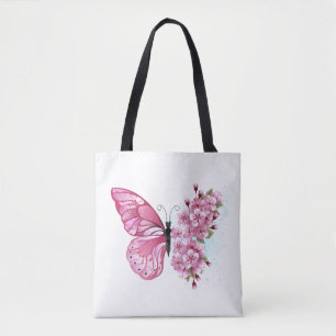 Blume Schmetterling mit rosa Sakura Tasche