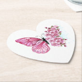 Blume Schmetterling mit rosa Sakura Untersetzer (angewinkelt)