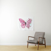 Blume Schmetterling mit rosa Sakura Wandteppich (Beispiel (Horizontal))