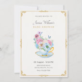 Blume Schmetterling Teetasse Babydusche Einladung (Vorderseite)