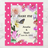 Blume & Schmetterling Vielen Dank für Ihr Hochzeit Weinetikett (Einzelnes Label)