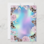 Blume Schmetterlinge Holografischer Geburtstag Einladung (Rückseite)