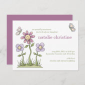 Blume & Schmetterlinge ・ Kinderankündigung Ankündigungspostkarte (Vorne/Hinten)