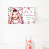Blume & Schmetterlinge Rosa Babydusche Empfang Banner (InSitu)