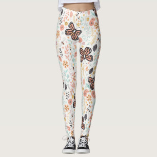 Blume Schmetterlinge und Bienen Leggings
