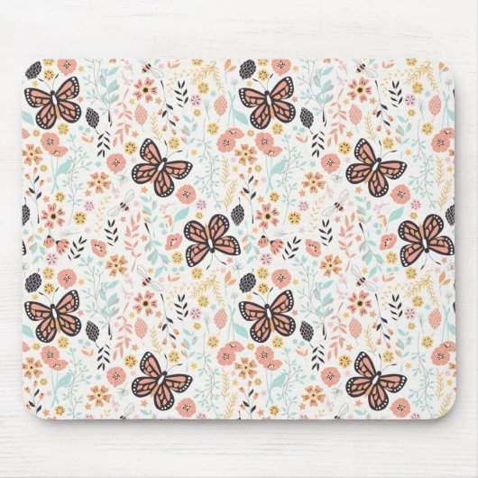 Blume Schmetterlinge und Bienen Mousepad (Vorne)