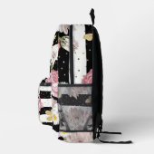 Blume, Schmetterlinge und Streifen Bedruckter Rucksack (Rechts)