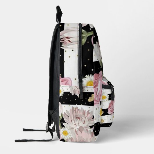 Blume, Schmetterlinge und Streifen Bedruckter Rucksack (Links)
