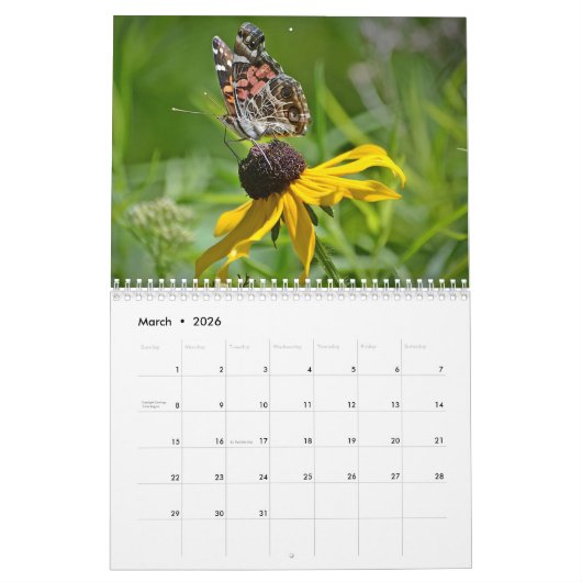 Blume, Schmetterlinge und Umarmungskalender Kalender (Mär 2026)