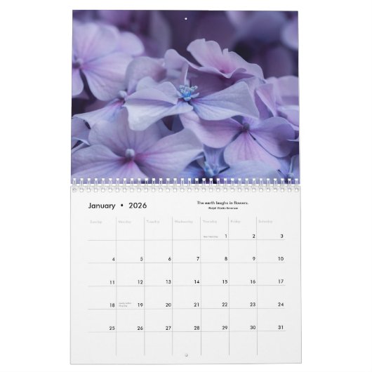 Blume, Schmetterlinge und Vögel 12 Monate Kalender (Jan 2026)