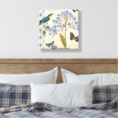 Blume, Schmetterlinge und Vogelkollage Leinwanddruck (Insitu (Schlafzimmer))