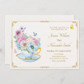 Blume Schmetterlingtee Hochzeit Einladung (Vorne/Hinten)