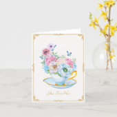 Blume Schmetterlingtee-Tasse Karte (Gelbe Blume)