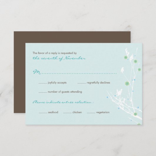 Blume Schnee im Winter Einfache Hochzeit RSVP Karte (Vorne/Hinten)