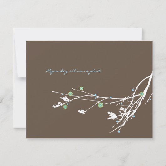 Blume Schnee im Winter Einfache Hochzeit RSVP Karte (Rückseite)
