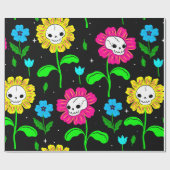 Blume Schwarz Geschenkpapier (Flach)