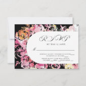 Blume Schwarz, Rosa und Rosa Wasserfarbe UAWG RSVP Karte (Vorderseite)