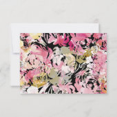Blume Schwarz, Rosa und Rosa Wasserfarbe UAWG RSVP Karte (Rückseite)