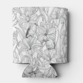 Blume, schwarz und weiß dosenkühler (Rückseite)