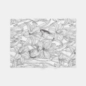 Blume, schwarz und weiß fleecedecke (Vorderseite (Horizontal))