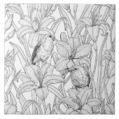 Blume, schwarz und weiß fliese (Vorderseite)