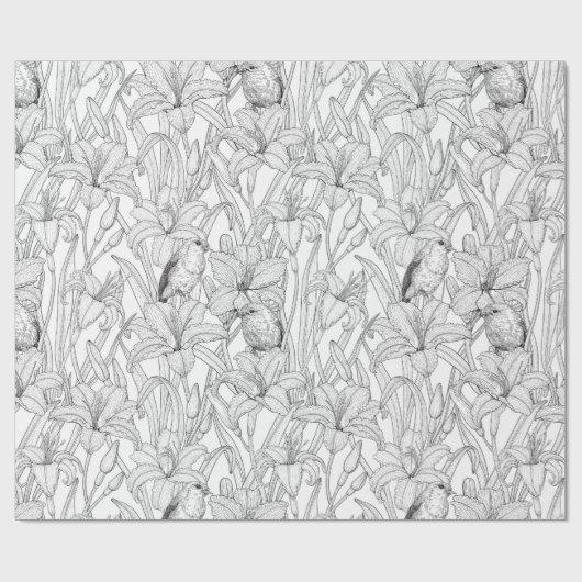 Blume, schwarz und weiß geschenkpapier (Flach)