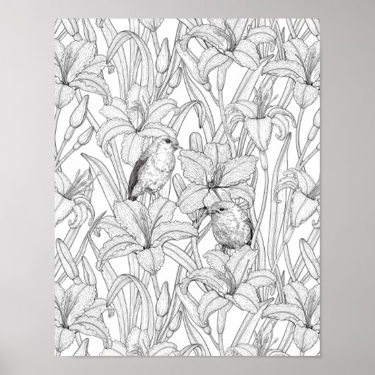 Blume, schwarz und weiß poster (Vorne)