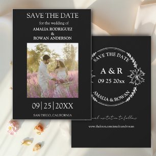 Blume Schwarz und Weiß Save the Date