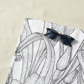 Blume, schwarz und weiß strandtuch (Beispiel)