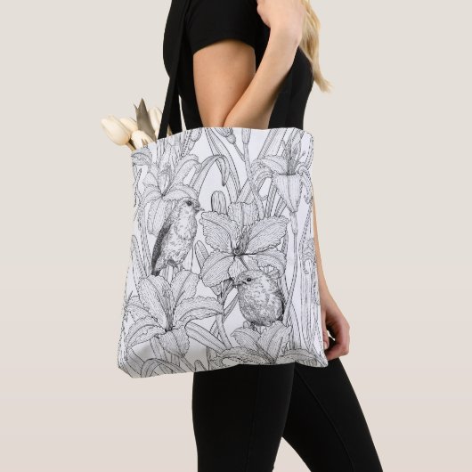 Blume, schwarz und weiß tasche (Von Nahem)