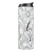 Blume, schwarz und weiß thermosbecher (Nach links gedreht)