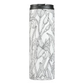 Blume, schwarz und weiß thermosbecher (Rückseite)