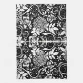 Blume Schwarz-Weiß-Blumen Teetuch Handtuch (Vertikal)