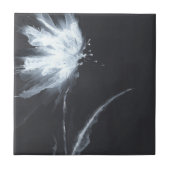Blume Schwarz-weiß Minimalistisch Fliese (Vorderseite)