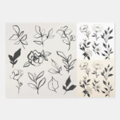 Blume Schwarz, Weiß und Tan Geschenkpapier Set (Vorderseite 3)