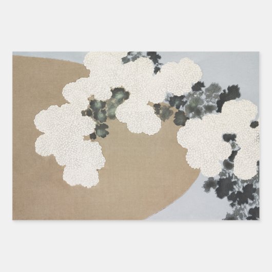 Blume Schwarz, Weiß und Tan Geschenkpapier Set (Vorderseite 2)