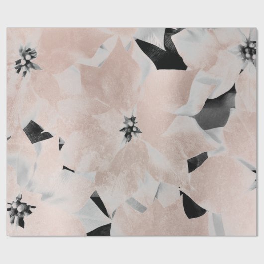 Blume Schwarz-weiße Imitate Gold Blush Metallic Pi Geschenkpapier (Flach)