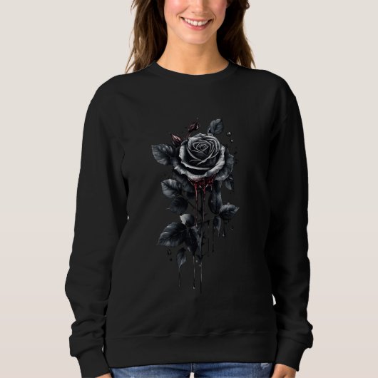 Blume Schwarze Rose Botanik Garten Blume Sweatshirt (Vorderseite)