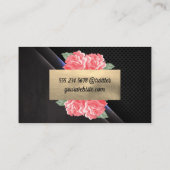 Blume Schwarzer Mesh Hintergrund Visitenkarte (Rückseite)