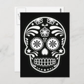 Blume Schwarzer und Weißer Zucker - Schädel Postka Postkarte (Vorne/Hinten)
