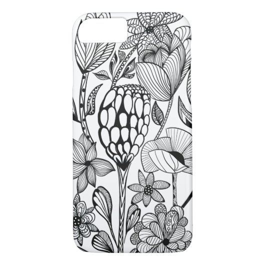 Blume, Schwarzweiß-Kunst Case-Mate iPhone Hülle (Rückseite)
