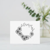 Blume Schwarzweiß Postkarte (Stehend Vorderseite)