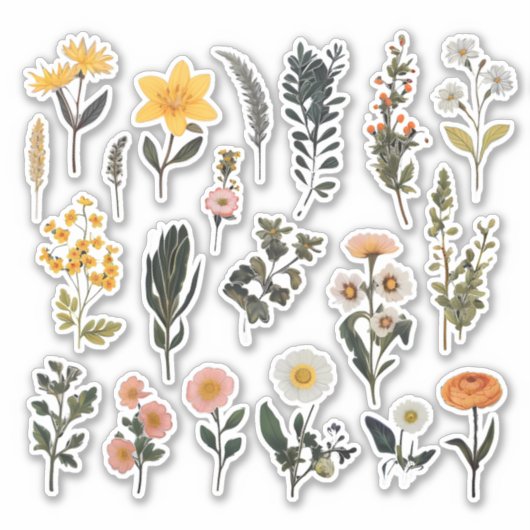 Blume Scrapbook Wasserfarbe Aufkleber (Vorderseite)