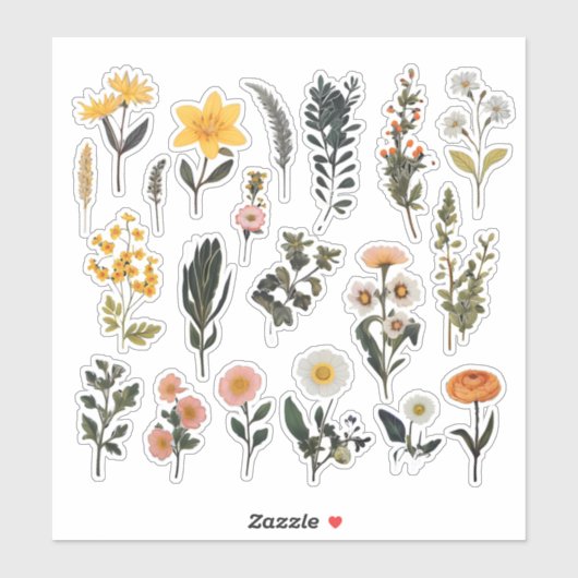 Blume Scrapbook Wasserfarbe Aufkleber (Blatt)