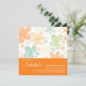 Blume Scribbles ・ Einladung zum Geburtstag (Stehend Vorderseite)