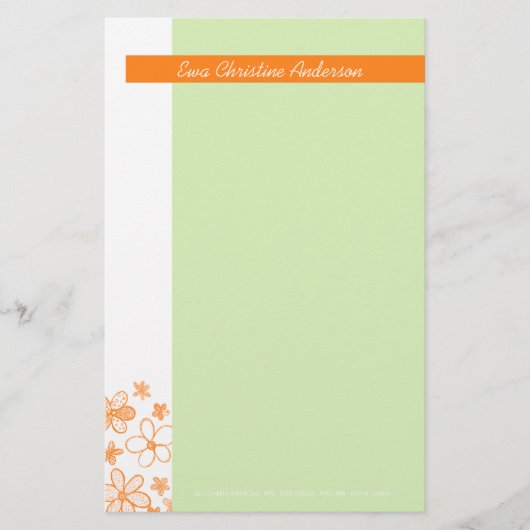 Blume Scribbles Green ・ Stationery Briefpapier (Vorderseite)